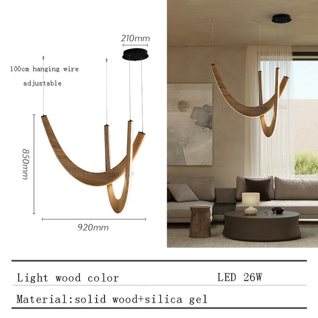 ChandelierDecor - Solid Oak Wood Loops Chandelier - Handcrafted Beauty