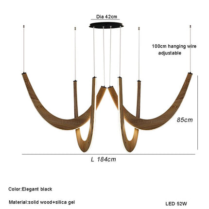ChandelierDecor - Solid Oak Wood Loops Chandelier - Handcrafted Beauty
