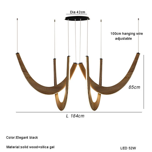 ChandelierDecor - Solid Oak Wood Loops Chandelier - Handcrafted Beauty
