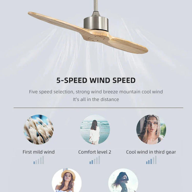 ChandelierDecor - Solid Wooden Blade Ceiling Fan 60 Inch with Remote