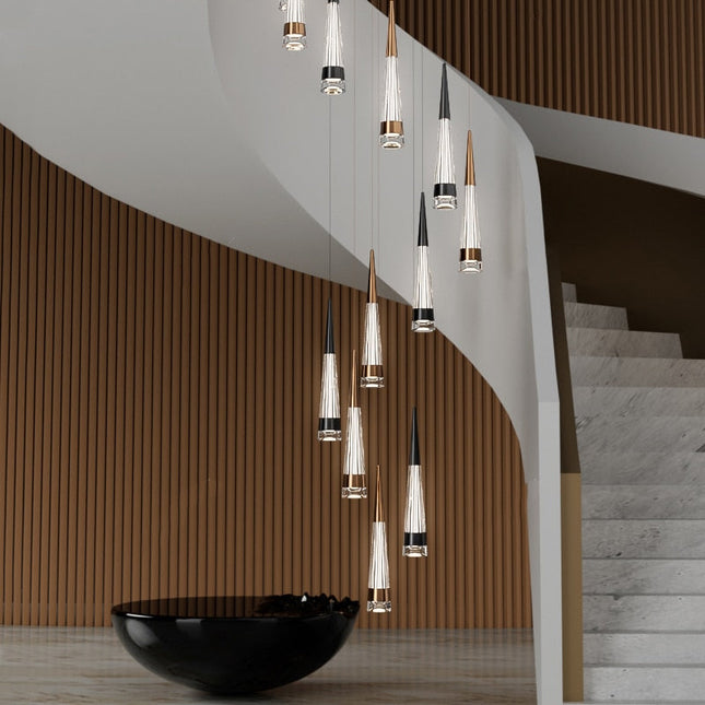 ChandelierDecor - Spiral Cones: Staircase Chandelier - Elegant Lighting