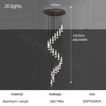 ChandelierDecor - Spiral Cones: Staircase Chandelier - Elegant Lighting