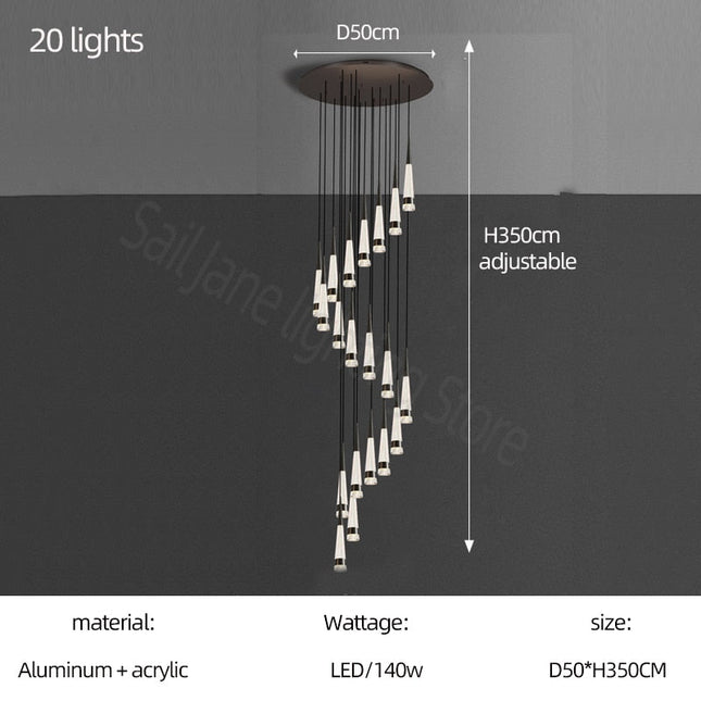 ChandelierDecor - Spiral Cones: Staircase Chandelier - Elegant Lighting