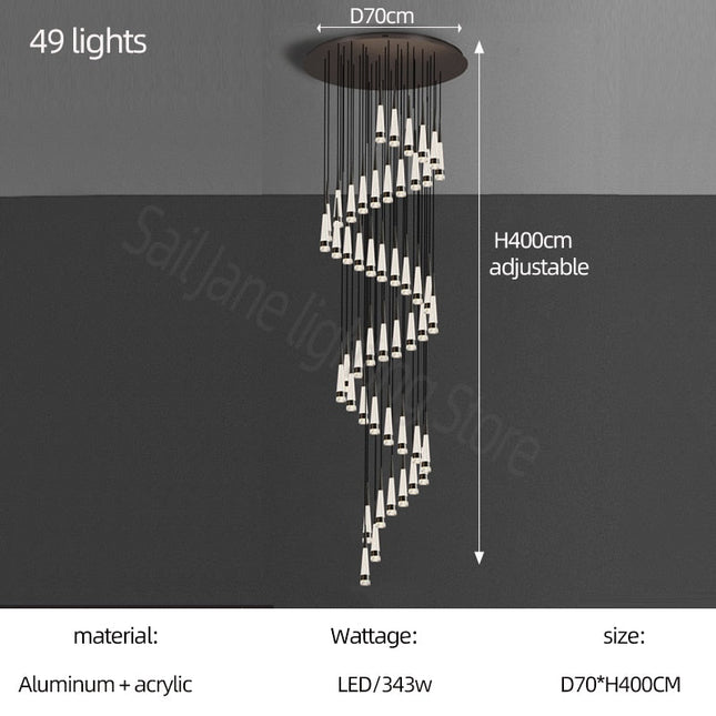 ChandelierDecor - Spiral Cones: Staircase Chandelier - Elegant Lighting