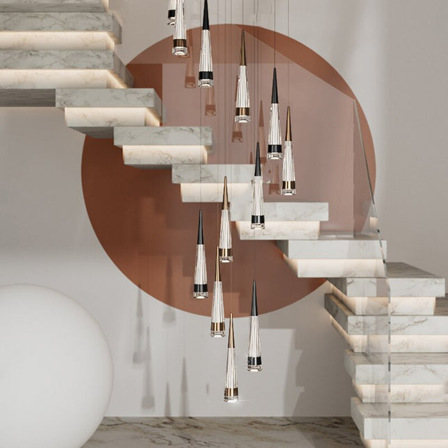 ChandelierDecor - Spiral Cones: Staircase Chandelier - Elegant Lighting