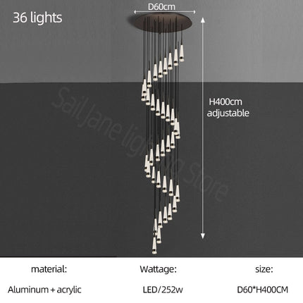 ChandelierDecor - Spiral Cones: Staircase Chandelier - Elegant Lighting