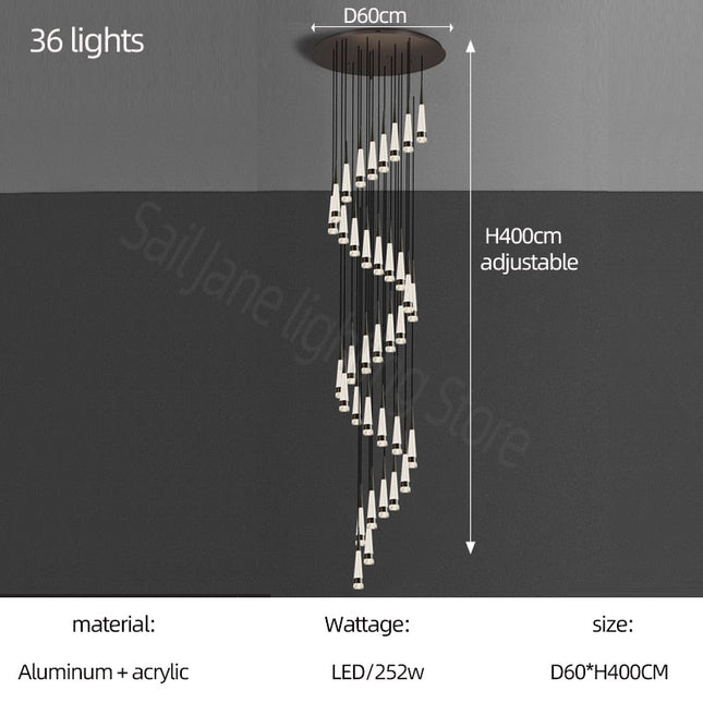 ChandelierDecor - Spiral Cones: Staircase Chandelier - Elegant Lighting
