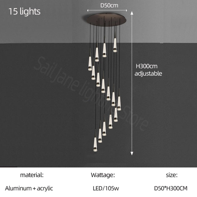 ChandelierDecor - Spiral Cones: Staircase Chandelier - Elegant Lighting