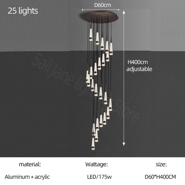 ChandelierDecor - Spiral Cones: Staircase Chandelier - Elegant Lighting
