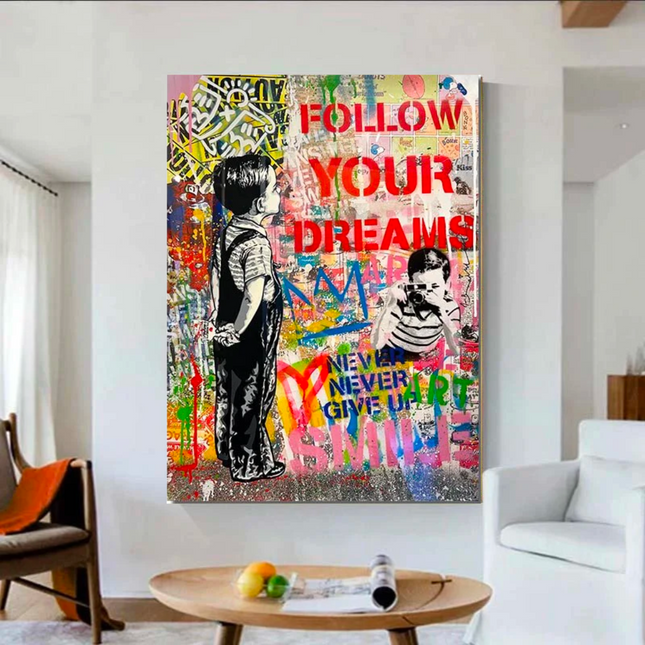 ChandelierDecor - Street Graffiti Wall Art Pop Follow Your Dreams Canvas Wall Art
