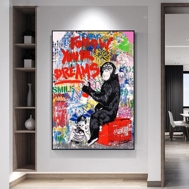 ChandelierDecor - Street Graffiti Wall Art Pop Follow Your Dreams Canvas Wall Art