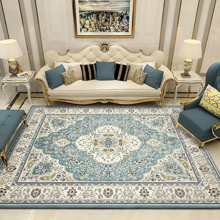Traditional Persian Off White & Sea Green Luxury Rug-ChandelierDecor.com