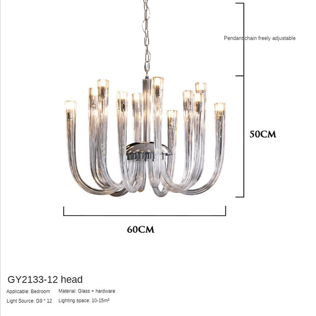 ChandelierDecor - U Shaped Glass Italian Lustre Art Pendant Chandelier