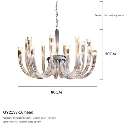 ChandelierDecor - U Shaped Glass Italian Lustre Art Pendant Chandelier