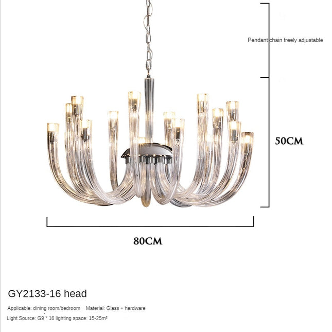 ChandelierDecor - U Shaped Glass Italian Lustre Art Pendant Chandelier