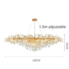 Longueur 180cm / Corps de lampe doré / lumière chaude 3000k
