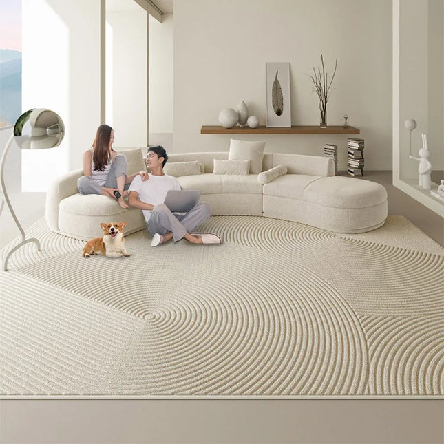 ChandelierDecor - Circle Dunes 3D Diatom Silk Rugs for Living Room