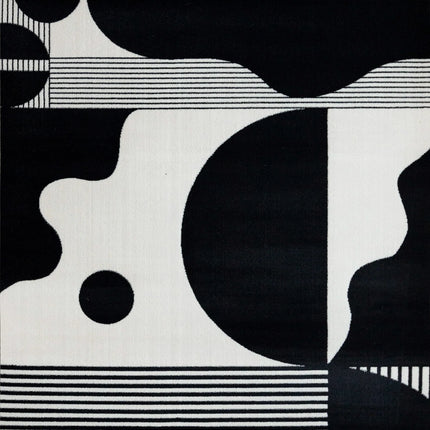 ChandelierDecor - Abstract Black & White High Pile Tufted Rug