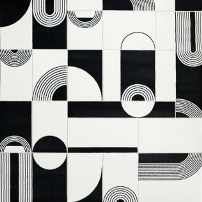 ChandelierDecor - Abstract Black & White High Pile Tufted Rug