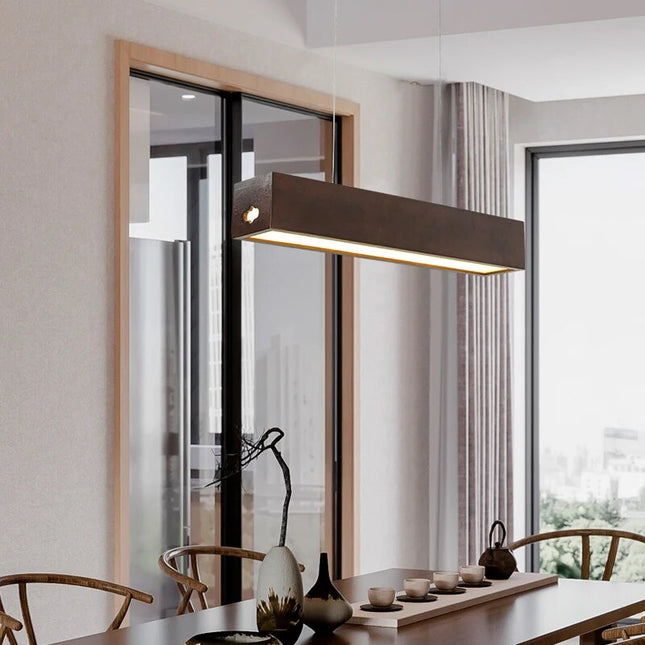 ChandelierDecor - Walnut Wood Rectangular Hanging Light