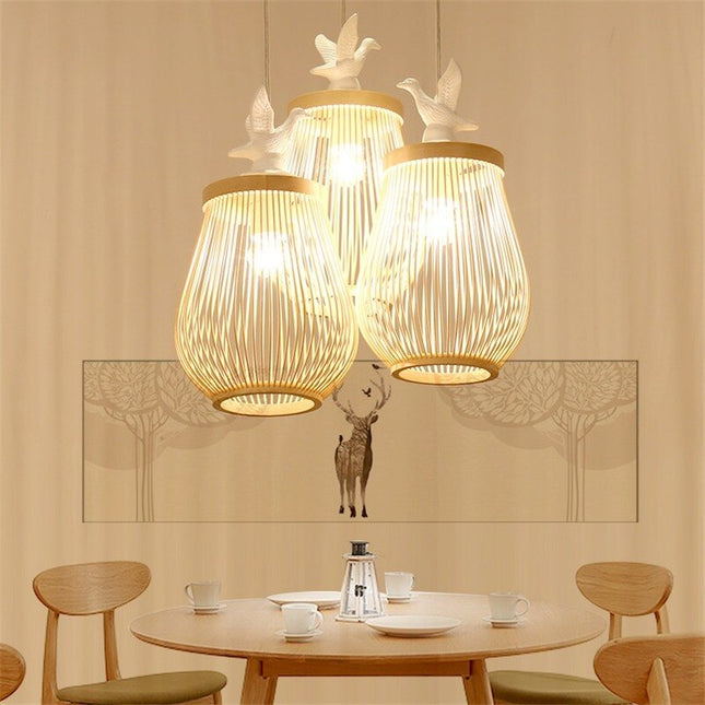ChandelierDecor - Wooden Bird Cage LED Pendant Light - Bird Pendant Light