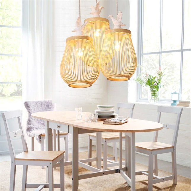 ChandelierDecor - Wooden Bird Cage LED Pendant Light - Bird Pendant Light