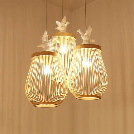 ChandelierDecor - Wooden Bird Cage LED Pendant Light - Bird Pendant Light