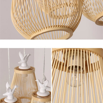 ChandelierDecor - Wooden Bird Cage LED Pendant Light - Bird Pendant Light