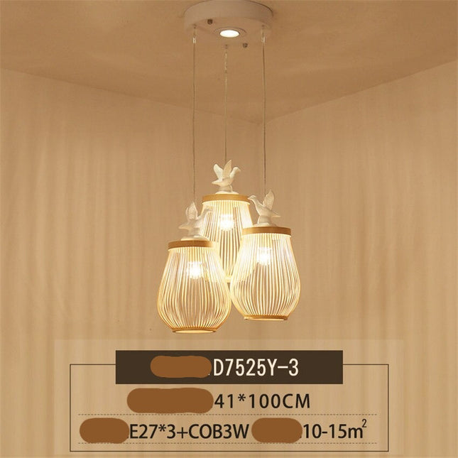 ChandelierDecor - Wooden Bird Cage LED Pendant Light - Bird Pendant Light