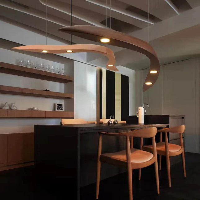 ChandelierDecor - Wooden Pendant Wave Lights Hanging
